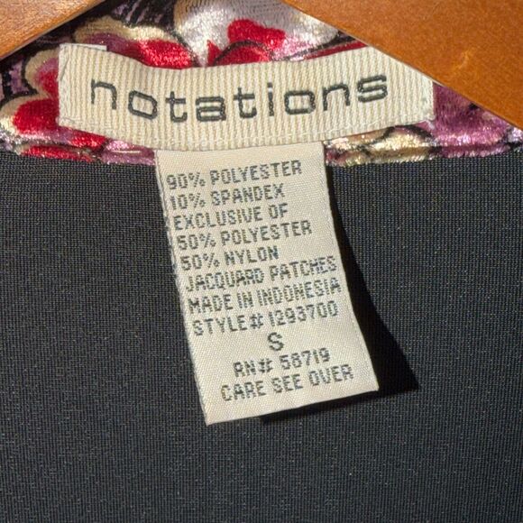 Vintage Black Velvet Patchwork Jacket Brocade Button Front Notations 90s S - Picture 3 of 9